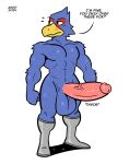 2024 abs anthro athletic athletic_anthro athletic_male avian balls beak big_balls big_penis bird black_eyes blue_balls blue_body blue_feathers boots boots_only circumcised clothing dialogue english_text falco_lombardi feathers fist footwear footwear_only front_view genitals glans hi_res huge_balls huge_penis humanoid_genitalia humanoid_penis male mostly_nude navel nintendo nude nude_anthro nude_male penis pink_glans pink_penis plantigrade question_mark saggy_balls shadow signature simple_background solo speech_bubble standing star_fox tadaoardo text throbbing throbbing_penis tuft vein white_background yellow_beak