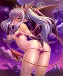  00s 1girl ass back bare_legs bare_shoulders bat_wings bikini breasts bridal_gauntlets cloud demon_girl fangs female fingering huge_ass kagami_hirotaka legs lilim_(taimanin_asagi_battle_arena) lilith-soft long_hair looking_at_viewer looking_back masturbation naughty_face night nipples partially_visible_vulva pussy_juice saliva shiny shiny_skin sky small_breasts solo succubus sweat swimsuit tail taimanin_(series) taimanin_asagi taimanin_asagi_battle_arena thong twintails underwear wings 