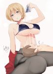  bikini_top cleavage darjeeling erect_nipples girls_und_panzer muteki_souda open_shirt pantyhose signed underboob wet 