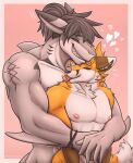  anthro canid canine duo embrace esszx eyes_closed fish fox heart_symbol hi_res holidays hug hugging_from_behind joey_(esszx) love male male/male mammal marine nipples nude red_fox shark tongue tongue_out true_fox valentine&#039;s_day wofychuu zetto_(esszx) 