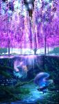  absurdres animal animal_focus fish flower highres no_humans original outdoors scenery smile_(qd4nsvik) sunlight tree underwater water wisteria 