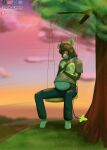  absurd_res anthro belly_overhang domestic_cat dustyerror egg felid feline felis female generation_4_pokemon hi_res lion luxray mammal mayternity nintendo pantherine plant pokemon pokemon_(species) pregnant pregnant_anthro pregnant_female sunset swing tree twilight 