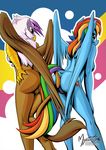  2015 anthro anthrofied avian beak blue_feathers blue_fur breasts butt cutie_mark duo equine feathered_wings feathers female female/female friendship_is_magic fur gilda_(mlp) gryphon hair hand_on_butt hi_res long_hair mammal multicolored_hair multicolored_tail my_little_pony mysticalpha nude pegasus pussy rainbow_dash_(mlp) rainbow_hair rainbow_tail wings 