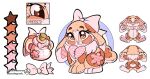  2023 :3 animate_inanimate bow_(feature) brown_eyes color_swatch cybunny eyelashes fan_character feerni female feral ferwanwan fluffy hi_res lagomorph living_plushie mammal model_sheet morphing_potion_(neopets) neopet_(species) neopets patch_(fabric) patchwork_creature paws plushie potion quadruped simple_background sitting smile solo stitch_(sewing) tail watermark white_background 