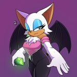  absurd_res anthro armwear bat breasts chaos_emerald clothing elbow_gloves eyeshadow female fur gem gloves handwear hi_res lipstick makeup mammal membrane_(anatomy) membranous_wings narrowed_eyes rkzero10 rouge_the_bat sega signature simple_background solo sonic_the_hedgehog_(series) tan_body tan_skin tuft white_body white_fur wings 