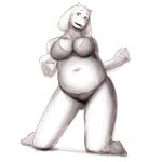  1:1 2024 anthro boss_monster_(undertale) bovid bra breasts caprine cleavage clothed clothing female goat greyscale hi_res kneeling komm64 mammal monochrome panties slightly_chubby slightly_chubby_female solo toriel undertale_(series) underwear 