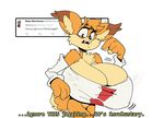  2017 anthro big_breasts breasts bubsy bubsy_(series) claws cleavage clothed clothing crossgender dialogue english_text fangs feline female huge_breasts looking_at_viewer lynx mammal nipple_bulge open_mouth rabid simple_background solo text twitter video_games white_background 