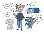  &lt;3 ... angry anthro caprine cellphone clothed clothing dialogue ear_piercing english_text eyewear facial_piercing female glasses goat horn jackie_(nitw) mammal multiple_scenes music night_in_the_woods phone piercing smile solo t3f3r text 