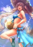  ass ball beachball blue_eyes blush breasts eyebrows_visible_through_hair fate/grand_order fate_(series) harunatsu_akifumi hat high_heels holding holding_ball long_hair looking_at_viewer marie_antoinette_(fate/grand_order) medium_breasts open_mouth silver_hair smile solo straw_hat swimsuit teeth twintails 