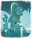  1boy 1girl blue_hair blue_skin breasts canyon_(adventure_time) drock finn_the_human giantess long_hair short_hair 