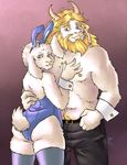  asgore_dreemurr bunny_costume clothed clothing costume deijii slightly_chubby topless toriel undertale video_games 