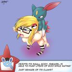  2017 anthro arm_grab dialogue duo duo_focus eyewear female from_behind_position glasses group high-angle_view human human_on_anthro interspecies male male/female mammal mostly_nude nintendo open_mouth penetration pok&eacute;mon pok&eacute;mon_trainer pok&eacute;philia rotomdex semi-anthro sex shioronot signature size_difference sneasel text video_games 