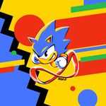  animal_ears commentary flat_color gloves grin kaigetsudo male_focus motion_blur nose retro running smile solo sonic sonic_mania sonic_the_hedgehog spiked_hair 