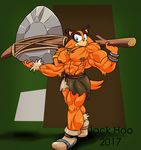  abs anthro badger biceps blue_eyes boots bracelet clothing eyelashes female flat_chested footwear hyper hyper_muscles invalid_tag jack_hoo_(artist) jewelry loincloth mammal melee_weapon muscular muscular_female mustelid necklace nipples smile solo sonic_(series) sonic_boom sticks_the_jungle_badger weapon 