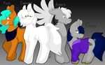  2017 ashes(oc) bandanna blue_hair calmant clothing cloudy_night equine female free gradient_background green_eyes hair hoodie horse male mammal multicolored_hair multiple_character my_little_pony pegasus pony red_eyes silver_eyes simple_background smile white_hair wings 