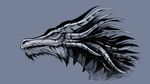  ambiguous_gender curved_horn dragon fur grey_background headshot_portrait horn portrait simple_background teeth underpable 