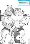  abs anthro balls biceps canine clothed clothing dog fur hair humanoid_penis jakescorp kihu malamute male male/male mammal muscular muscular_male nipple_piercing nipples open_mouth pecs penis piercing radwolf simple_background smile teeth tongue wolf 