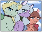  2017 dear_darling_(mlp) equine female feral fond_feather_(mlp) friendship_is_magic group hair horn humor looking_at_viewer mammal my_little_pony outside pegasus swoon_song_(mlp) unicorn whisperfoot wings 