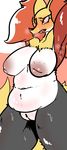  2017 anthro areola badassbaal belly big_breasts blush breasts breath canine delphox digital_media_(artwork) eyelashes fangs female fur in_heat inner_ear_fluff inverted_nipples mammal navel nintendo nipples nude open_mouth pok&eacute;mon pose pussy raised_arm saliva simple_background slightly_chubby solo standing sweat thick_thighs video_games 