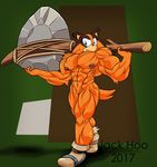  2017 abs anthro axe badger biceps blue_eyes boots clothing eyelashes female flat_chested footwear hyper hyper_muscles invalid_tag jack_hoo_(artist) mammal melee_weapon mostly_nude muscular muscular_female mustelid navel nipples nude pussy smile sonic_(series) sonic_boom sticks_the_jungle_badger weapon 