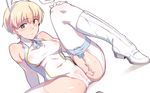  animal_ears bangs blonde_hair blush brave_witches breasts brown_eyes bunny_ears censored commentary_request covered_navel covered_nipples dutch_angle elbow_gloves em eyebrows_visible_through_hair fake_animal_ears gloves hairband hanna_wind knee_up leotard looking_at_viewer masturbation medium_breasts mosaic_censoring pubic_hair pussy see-through sex_toy short_hair simple_background sitting smile solo thighhighs vibrator vibrator_under_clothes white_background white_gloves white_leotard world_witches_series 
