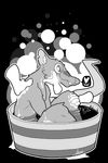  2017 aliasing anthro back_grab bathing bathtub biped black_and_white black_background bone bubble buckteeth cheek_tuft chin_grab digital_drawing_(artwork) digital_media_(artwork) disembodied_hand dripping eyewear frown fur goggles group grumpy halftone head_tuft humanoid_hands league_of_legends leaning leaning_forward leg_grab long_tail male mammal monochrome notched_ear nude outline partially_submerged pashoo pictographics rat rat_tail riot_games rodent sharp_teeth side_view simple_background sitting skull skull_and_crossbones soap solo_focus speech_bubble teeth tuft twitch video_games water wet 