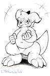  belly black_and_white claws digimon hatake invalid_tag looking_at_viewer male monochrome nude pose sketch smile solo veemon 