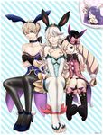  animal_ears armor blonde_hair bow bowtie breasts brother_and_sister brothers bunny_ears bunny_girl bunny_tail bunnysuit camilla_(fire_emblem_if) cape chibi closed_eyes detached_collar elise_(fire_emblem_if) fake_animal_ears female_my_unit_(fire_emblem_if) fire_emblem fire_emblem_heroes fire_emblem_if fishnet_pantyhose fishnets hair_over_one_eye hairband highres leon_(fire_emblem_if) leotard long_hair looking_at_viewer marks_(fire_emblem_if) multiple_boys my_unit_(fire_emblem_if) open_mouth pantyhose ponytail red_eyes rubysp_720 siblings sisters smile tail twintails wrist_cuffs 