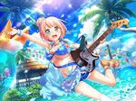  bang_dream! beach bikini blue_eyes blush guitar music pink_hair short_hair shy sky summer uehara_himari 