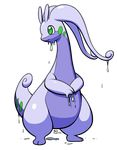  antennae artist_name dakkpasserida dragon dripping feet full_body goodra green_eyes hands_together hands_up no_humans pokemon pokemon_(creature) pokemon_xy shiny_skin signature simple_background smile solo standing tail text transparent_background 