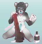  2017 anthro balls bengt biped black_claws black_fur black_hair black_nose blue_eyes blue_nipples blue_penis blue_tongue cellphone claws cumlube digital_media_(artwork) dildo ear_piercing equine_dildo erection fingerless_(marking) front_view fur glitterishere grey_fur hair half-closed_eyes hi_res holding_object holding_phone humanoid_penis kneeling licking licking_lips looking_at_viewer male mammal multicolored_fur nipples nude open_mouth penis phone piercing precum raccoon sex_toy short_hair signature simple_background solo tongue tongue_out uncut white_balls white_fur 