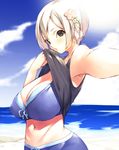  cleavage mikage_sekizai shirt_lift tagme 