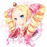  beatrice_(re:zero) blonde_hair blue_eyes capelet crown drill_hair hair_ribbon long_hair looking_at_viewer mini_crown multicolored_hair neck_ribbon pink_hair pink_ribbon portrait re:zero_kara_hajimeru_isekai_seikatsu ribbon solo tonowa twin_drills two-tone_hair 