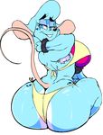  2017 anthro armpit_hair balloon big_butt bikini blue_eyes butt clothing girly huge_butt looking_at_viewer looking_back makeup male mammal mouse muscle_mouse_(character) rodent smile solo swimsuit thick_thighs vimhomeless wide_hips 