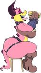  2017 barbarian big_breasts big_butt boots breasts butt clothing dragon eating eyes_closed female food footwear horn huge_butt mammal open_mouth sandwich_(disambiguation) scalie side_boob side_view sitting solo thick_thighs vimhomeless wide_hips 