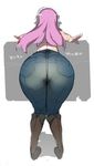  ass ass_focus back boots brown_footwear denim facing_away from_behind headphones highres jeans knee_boots long_hair namaniku_atk nitroplus pants pantylines pink_hair solo super_sonico thighs translated 