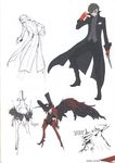  absurdres amamiya_ren arsene_(persona_5) black_hair boots character_sheet coattails cravat cuff_links gloves hat high_heels highres knife mask messy_hair official_art persona persona_5 pocket_square popped_collar scan soejima_shigenori stiletto_heels top_hat weapon wings 
