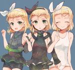  :d ^_^ bike_shorts black_hairband blonde_hair blue_background closed_eyes girl_sandwich green_eyes hairband i-504_(kantai_collection) itomugi-kun kantai_collection luigi_torelli_(kantai_collection) multiple_girls multiple_persona open_mouth sandwiched school_swimsuit short_hair simple_background sleeveless smile swimsuit uit-25_(kantai_collection) white_hairband white_school_swimsuit white_swimsuit 