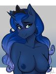  2017 anthro anthrofied areola blue_eyes blue_hair breasts equine fairdahlia friendship_is_magic hair horn mammal my_little_pony nipples princess_luna_(mlp) solo sparkles unicorn 