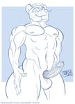  2016 abs anthro balls biceps biped blue_and_white blue_background claws condom digital_media_(artwork) erection ferret front_view glans hair humanoid_penis male mammal monochrome muscular muscular_male mustelid navel nipples nude pecs penis pepsi_(fa) portrait precum short_hair signature simple_background smile solo standing tbonedraws three-quarter_portrait url vein veiny_penis walter_forbes wearing_condom 