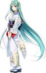  absurdly_long_hair ahoge blue_eyes full_body green_hair hands_together japanese_clothes kimono long_hair looking_at_viewer murakami_yuichi official_art oshiro_project oshiro_project_re smile tabi tokugawa_osaka_(oshiro_project) transparent_background very_long_hair 