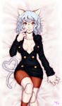  &lt;3 &lt;3_tail 2014 4_fingers animal_humanoid bed beige_skin breasts cat_humanoid chimera_ant clothed clothing digital_media_(artwork) eyelashes feline female hair humanoid hunter_x_hunter jazzjack-kht lips mammal neferpitou orange_eyes smile solo white_hair 