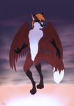  anthro canine cloud dark flying fox gangstaguru kyle_foxson male mammal red_fox sun sunset wings 