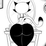  anthro back_boob big_butt black_and_white bra breasts butt cat clothing feline female lonbluewolf mammal mature_female mirror monochrome mother_puss pants the_complex_adventures_of_eddie_puss underwear 