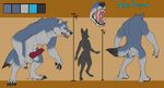  2017 animal_genitalia animal_penis anthro balls canine canine_penis chakat-silverpaws claws digital_media_(artwork) erection fur knot male mammal model_sheet muscular nude open_mouth penis simple_background solo teeth were werewolf wolf 