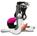 2016 alpha_channel anthro balls biped black_hair black_nose breasts canine claws creepycoon dickgirl erection eyes_closed facial_piercing front_view fur hair horn intersex mammal multicolored_tail nipples nude paws penis piercing simple_background solo tempesta_(scarywoof) transparent_background wolf 