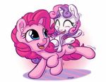  2016 blue_eyes bobdude0 cutie_mark duo earth_pony equine eyes_closed female feral friendship_is_magic hair hooves horn horse long_hair mammal multicolored_hair my_little_pony open_mouth pink_hair pinkie_pie_(mlp) pony purple_hair simple_background smile sweetie_belle_(mlp) two_tone_hair unicorn white_background young 