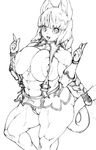  1girl breasts huge_breasts kei_(bekei) monochrome white_background 