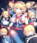  :d :o absurdres alice_margatroid alternate_hairstyle apron bangs black_cape blonde_hair blue_eyes blue_skirt blunt_bangs bob_cut bow bowtie cape capelet center_frills commentary_request d: drooling eyebrows_visible_through_hair fireball glasses gun hair_bow hair_over_one_eye hat highres kanzakietc lance long_hair long_skirt looking_at_viewer low_twintails open_mouth polearm ponytail puffy_short_sleeves puffy_sleeves red_bow red_neckwear rifle shanghai_doll shield short_hair short_sleeves skirt skirt_hold sleeping smile staff sweatdrop sword touhou twintails v-shaped_eyebrows waist_apron weapon white_capelet witch_hat wrist_cuffs 