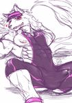 bathym blush bulge butt canine clothing demon erection hat male mammal muscular muscular_male nipples open_mouth open_smile precum sakurayahonpo smile tight_clothing tokyo_afterschool_summoners visor wetsuit wolf 